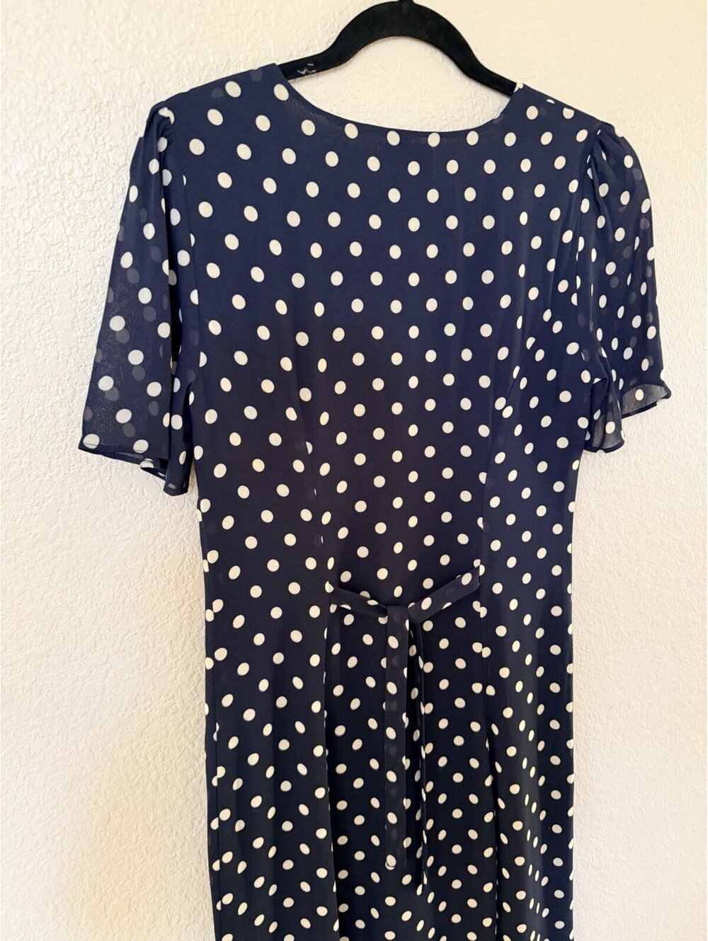 New Reformation Lise Polka Dot Chiffon Dress In Navy Size 6 $198 - Picture 8 of 12